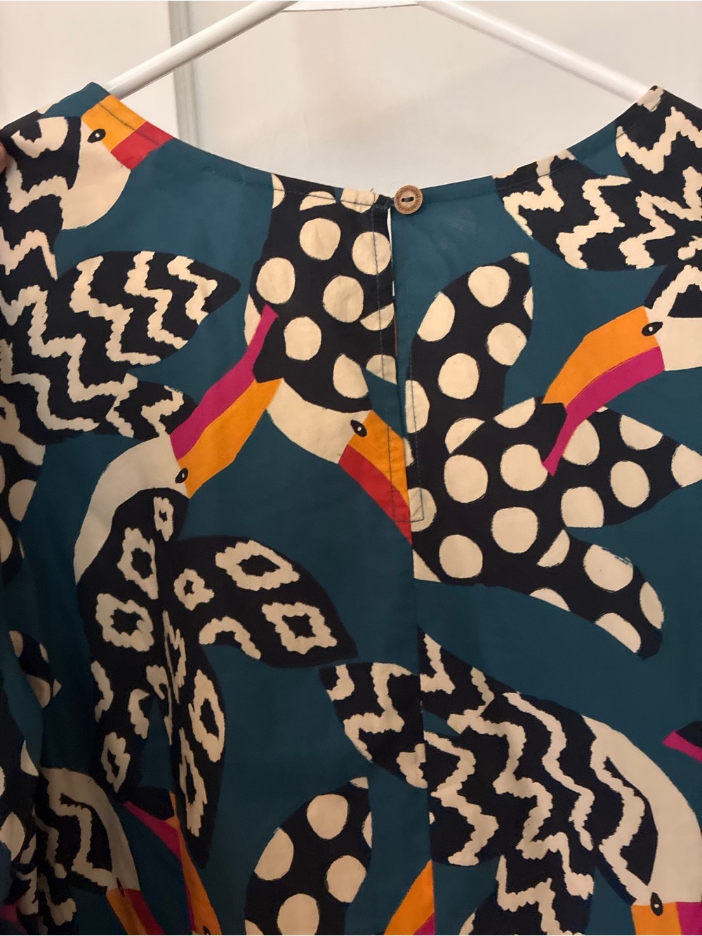 Anthropologie FARM Rio Teal Toucans Multi-Color Mini Dress | size M - Picture 3 of 3